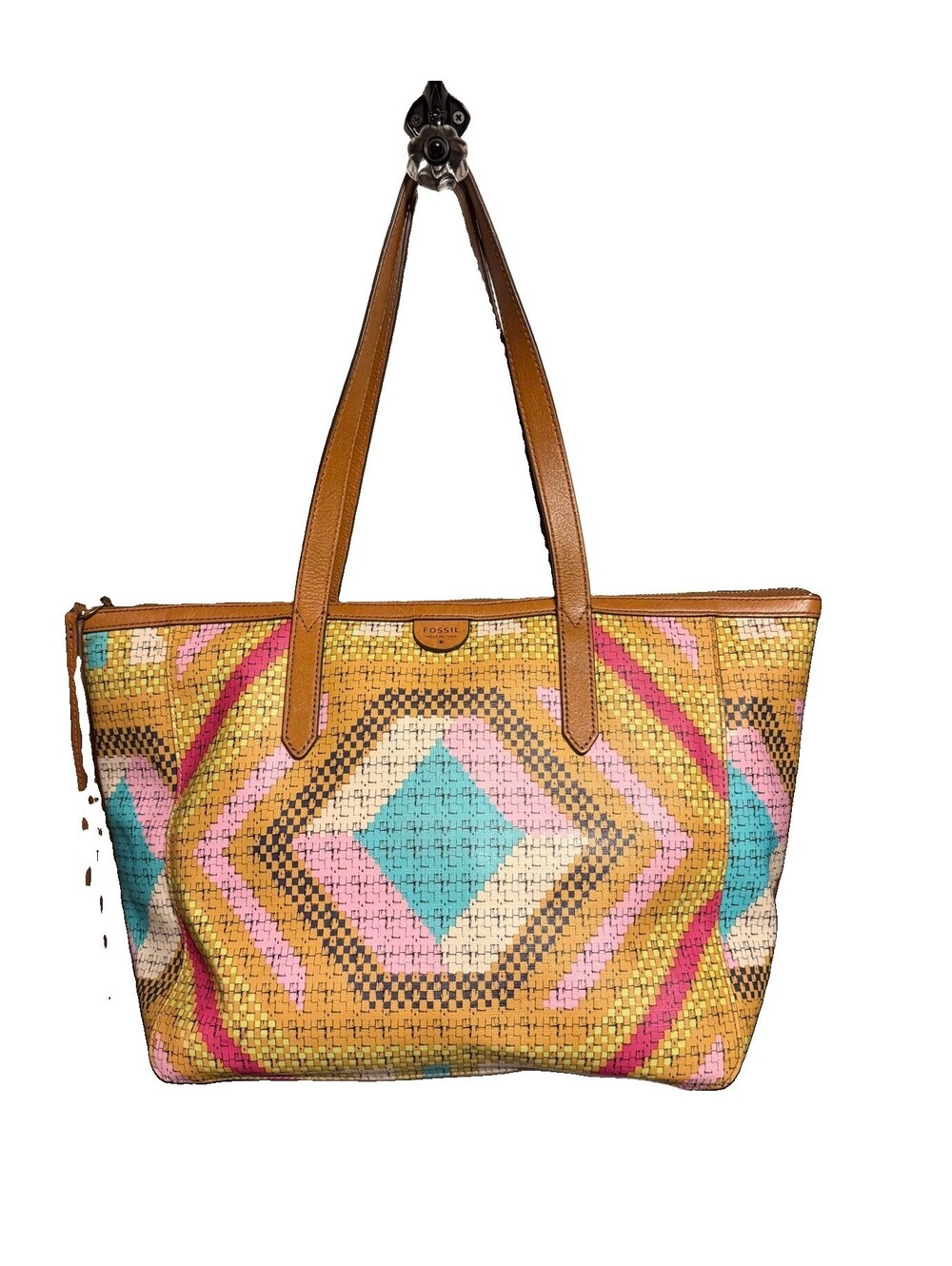 FOSSIL Handbag Purse Sydney Geometric Prints Signature Shopper Tote Bag #ZB5491